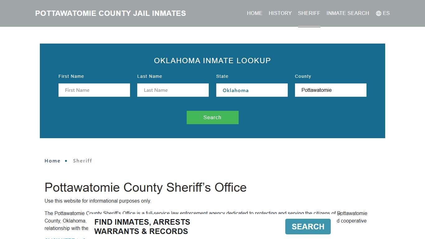 Pottawatomie County Sheriff, OK Arrest Warrant Lookup
